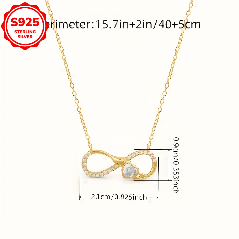 Women's 925 Sterling Silver Infinity Love Heart Necklace with Zirconia